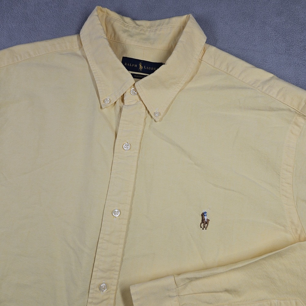 Ralph Lauren Shirt Mens XXL Yellow Iconic Oxford Classic Fit Long Sleeve Preppy